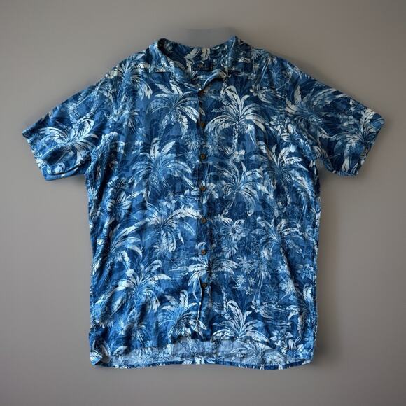 Polo Ralph Lauren Linen Shirt XLT Blue Tropical Vacation Party Summer RRL - Picture 1 of 8